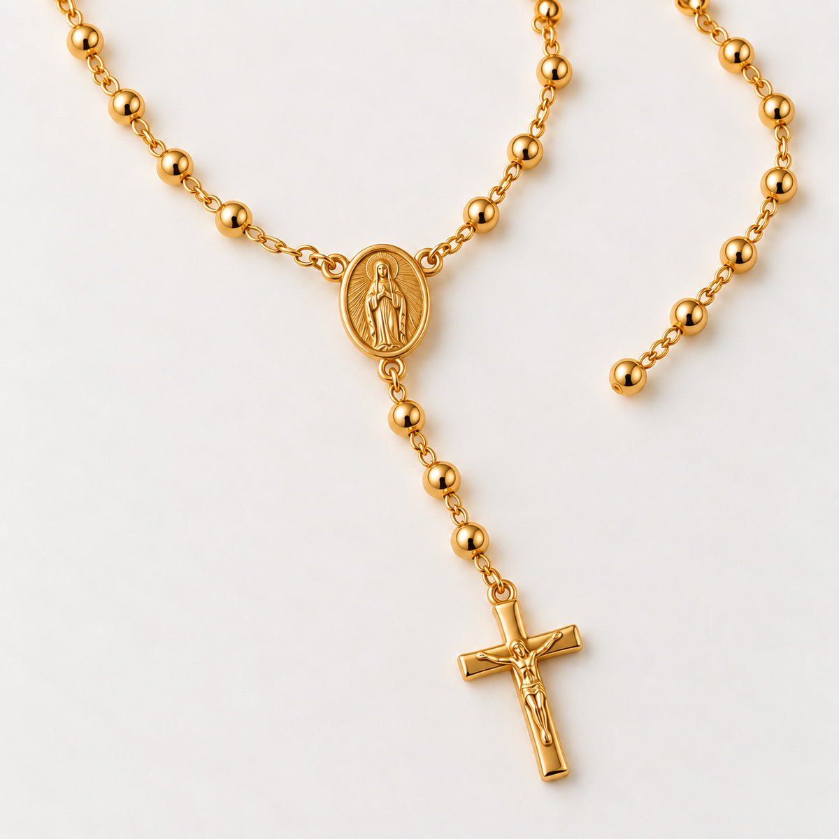 Colar Terço Dourado
